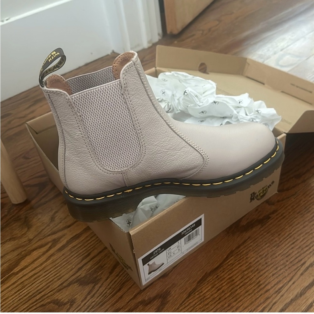 Dr. Martens Light Gray Ankle Boots
